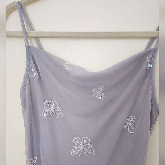 90s VTG 579 Beaded Sequin Celestial Slip Dress Fairy Prom Whimsy Butterfly XS - Picture 7 of 8